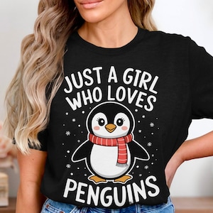 Just A Girl Who Loves Penguins Cute Penguin T-Shirt Fun Animal Lover Graphic Tee Perfect Gift For Women And Girls