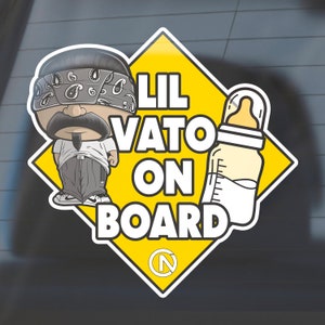 Dziecko na pokładzie, Lil vato na pokładzie niestandardowa naklejka winylowa z postacią chibi phathead, naklejka z dzieckiem w samochodzie, Lil Veterano CORTEZ