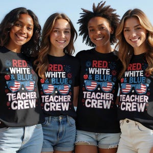 Rot, Weiß und Blau Lehrer Crew T-Shirts, Vaterländische Lehrer T-Shirts, 4. Juli Lehrer Shirts, USA Flagge T-Shirts, Lehrer Geschenk