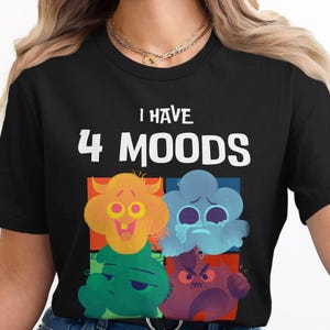 Camiseta con caras de monstruos lindos y coloridos, camiseta con arte de personajes divertidos, camiseta gráfica única, camiseta con estampado de dibujos animados de moda, atuendo informal