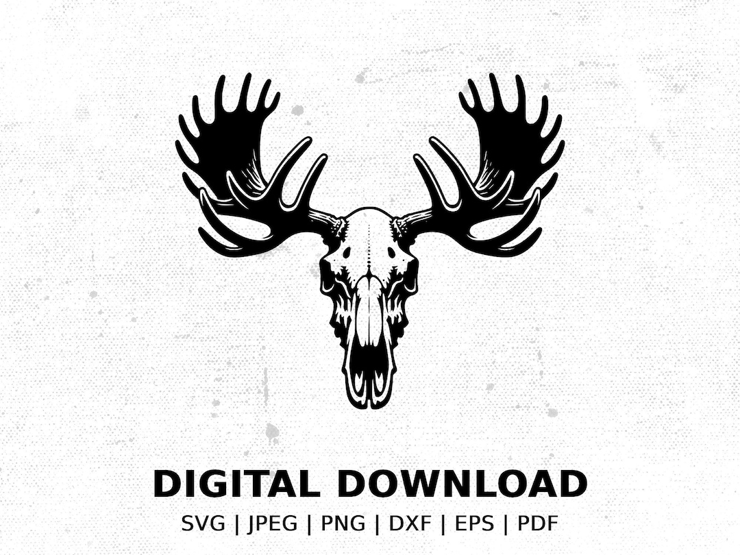 Moose Skull Silhouette SVG, Deer Antlers SVG, Animal Skull Vector ...