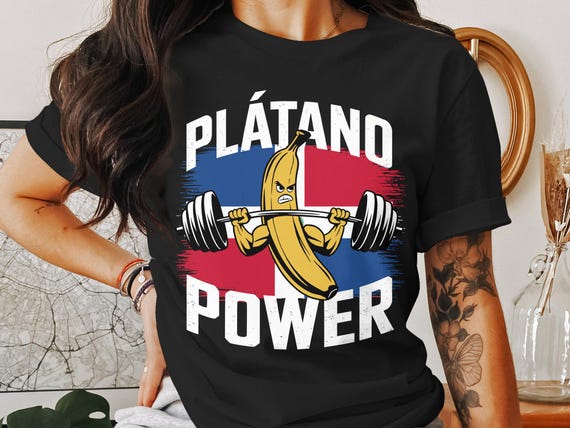 Funny Dominican Platano Lifting Weights T-shirt, Plátano Power