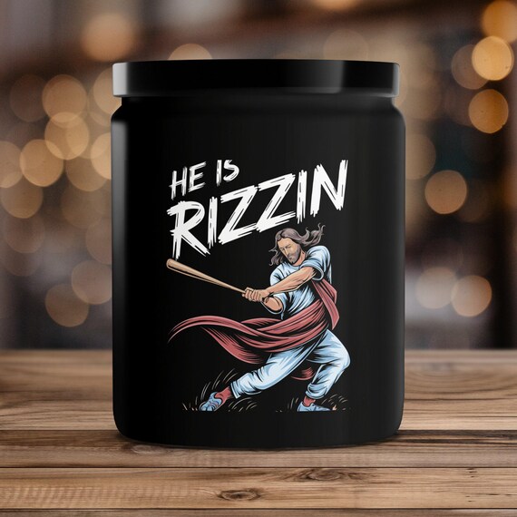 Baseball Jesus He is Rizzin Print, Funny Christian Baseball Art