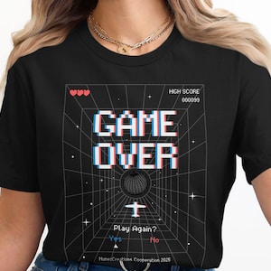 Retro Gaming Shirt, Game Over T-shirt, Video Game Graphic Tee, Arcade Style Shirt, Gamer Gift, Unisex Casual Wear, Cool Geek Shirt