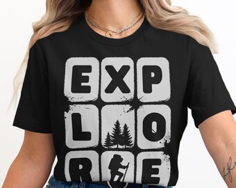 T-shirt Explore Adventure, T-shirt de randonnée en plein air, T-shirt pour amoureux de la nature sauvage, Cadeau pour voyage de camping, Haut Mountain Explorer