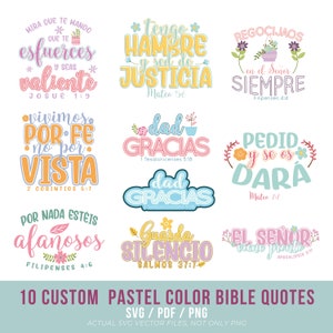 10 Spanish bible verse SVG, PNG and PDF files, Ready for cut machine files, bible verse cut files, spanish quote svg and transparent files
