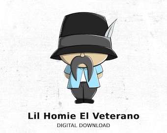 Digital Download: Lil Homie El Veterano Street Art Illustration | Chicano Art | Custom Homies Png