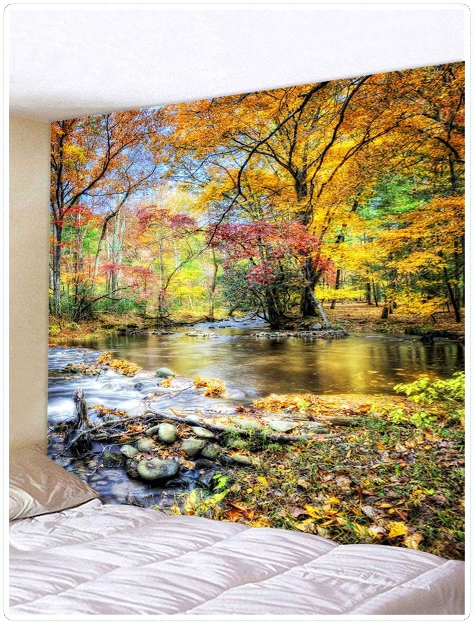 Nature Tree Wall Hanging Tapestry Green Live Scenery Forest  Etsy