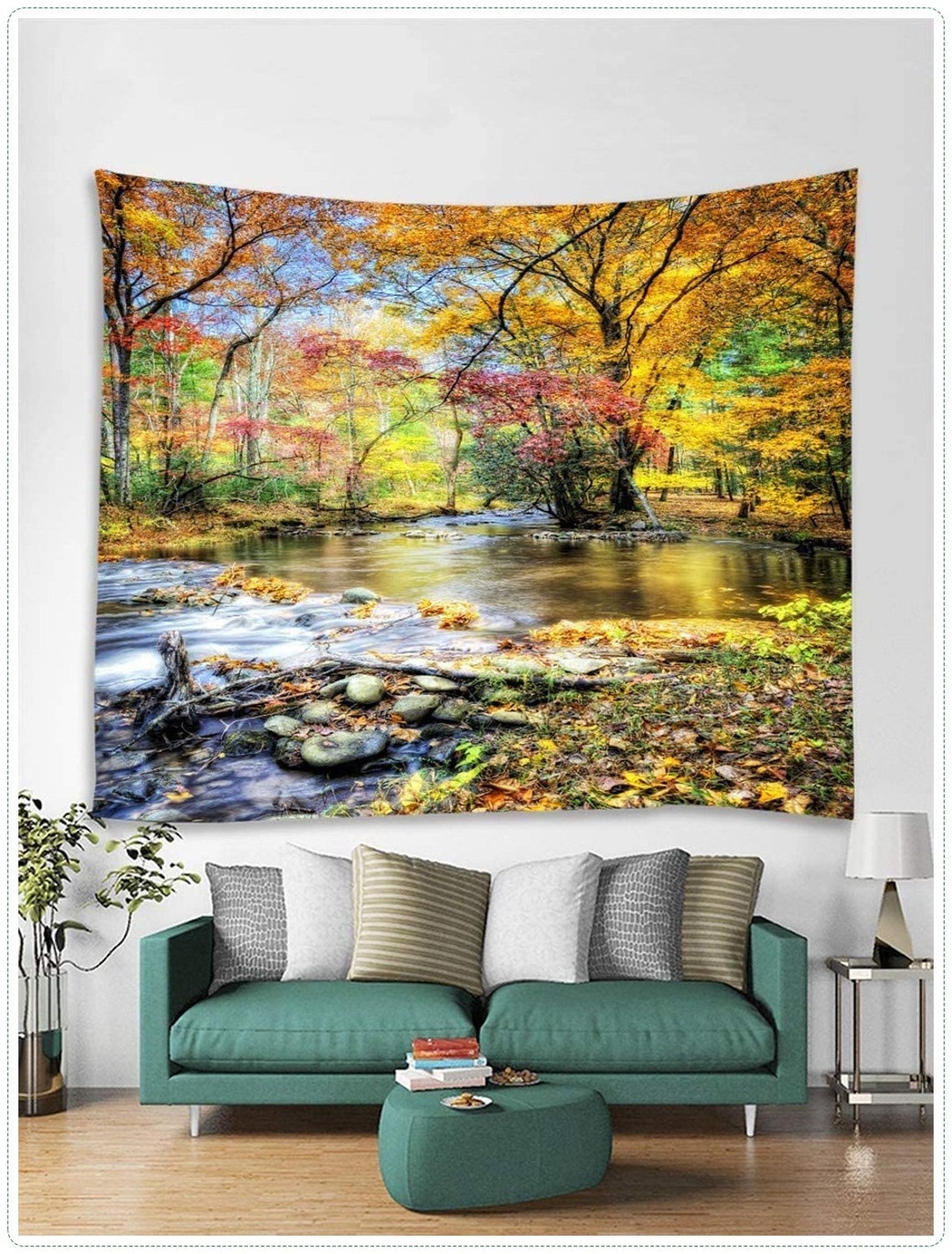 Nature Tree Wall Hanging Tapestry Green Live Scenery Forest Etsy
