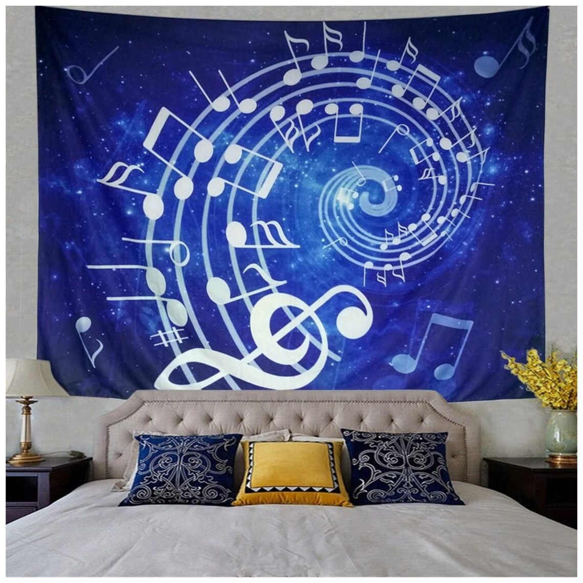Music Tapestry Wall Hanging Blue Music Note Wall Tapestry Etsy