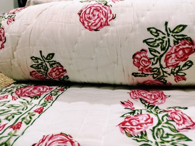 Rajasthani Block Print Handmade Kantha Quilt / Blanket Floral Etsy