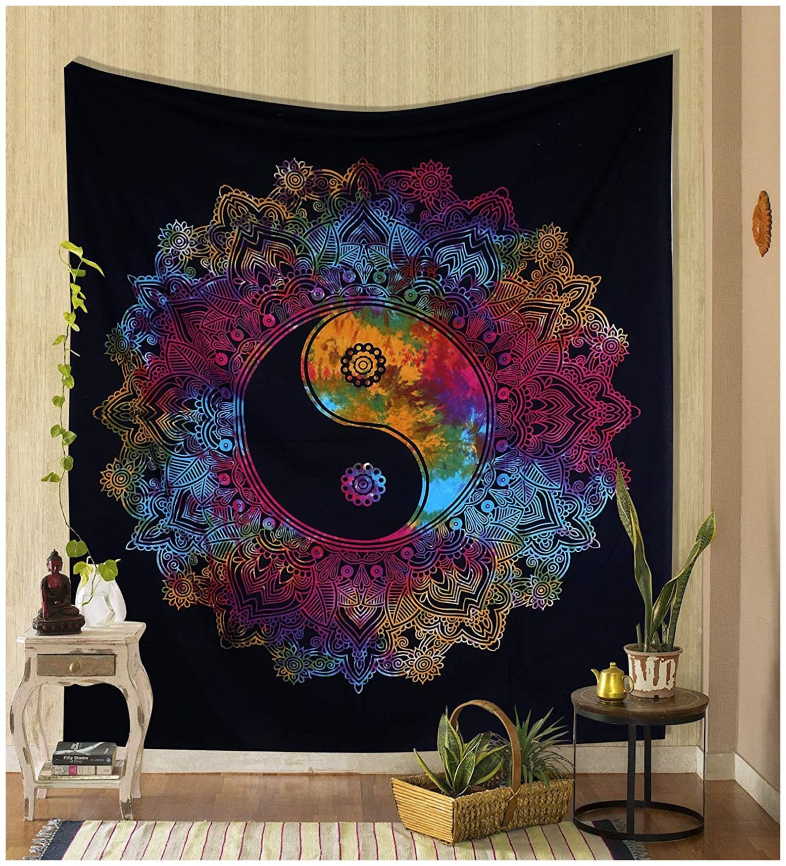 YinYang Tapestry Rainbow Tapestry Wall Hanging Boho Room Etsy