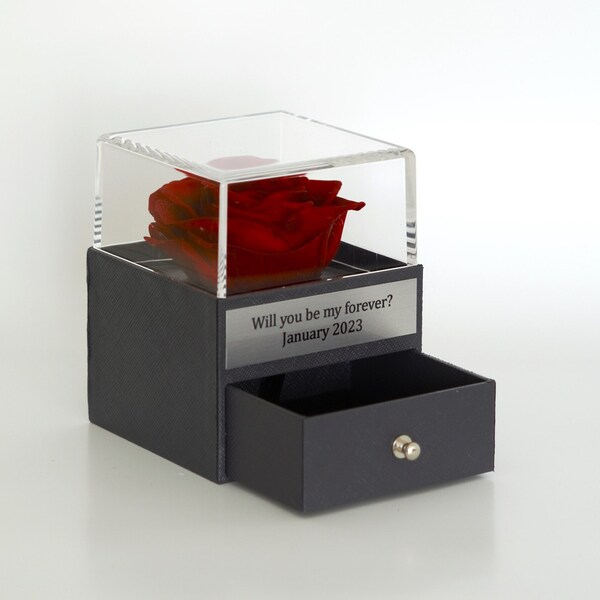 Preserved Rose Acrylic Rose Box, Personalized Gift box Proposal Ring Box Gift for Her, Anniversary gift Wedding, Mother's Day gift Valentine