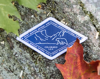 Rocky Mountain National Park Patch: Iron-On Woven Bear Design