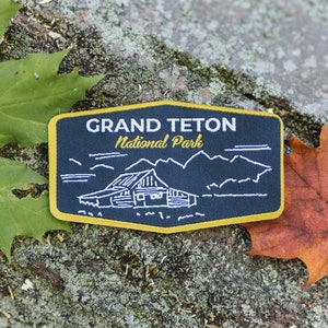 Grand Teton National Park Aufnäher | Bügelbild | Wyoming | Gewebter Aufnäher | Blau