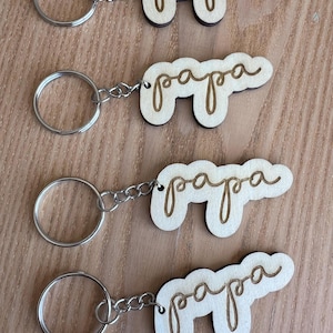 Porte clef Papa fête des pères bois