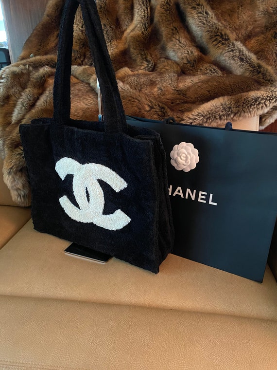 Vintage Chanel Terry Cloth HUGE Logo Tote