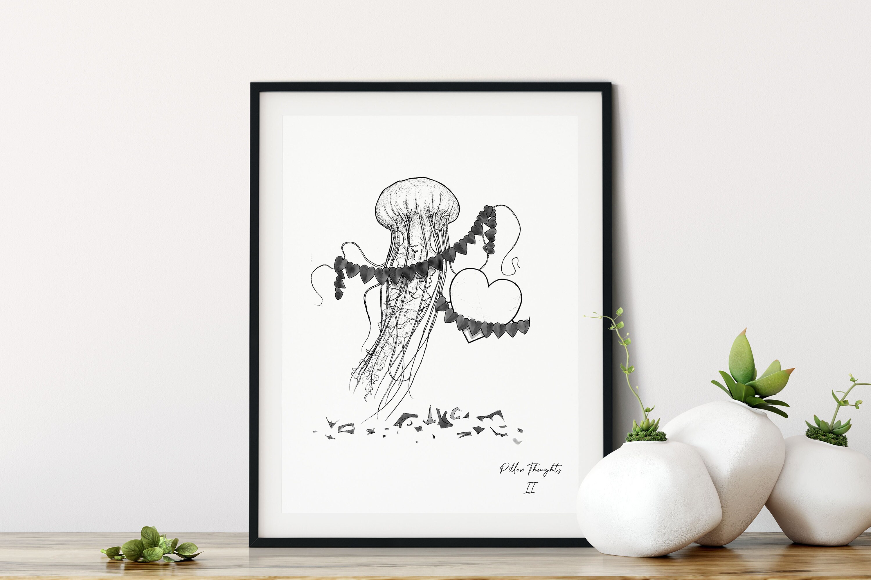 Jellyfish Print Pillow Thoughts II Courtney Peppernell Etsy