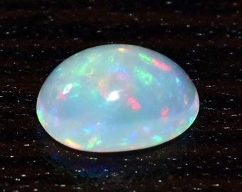9x7 MM Oval Shape Earth Mined Stones White Opal Blazing Fire. Ring Size Natural Ethiopian Opal Faceted Per Piece Price