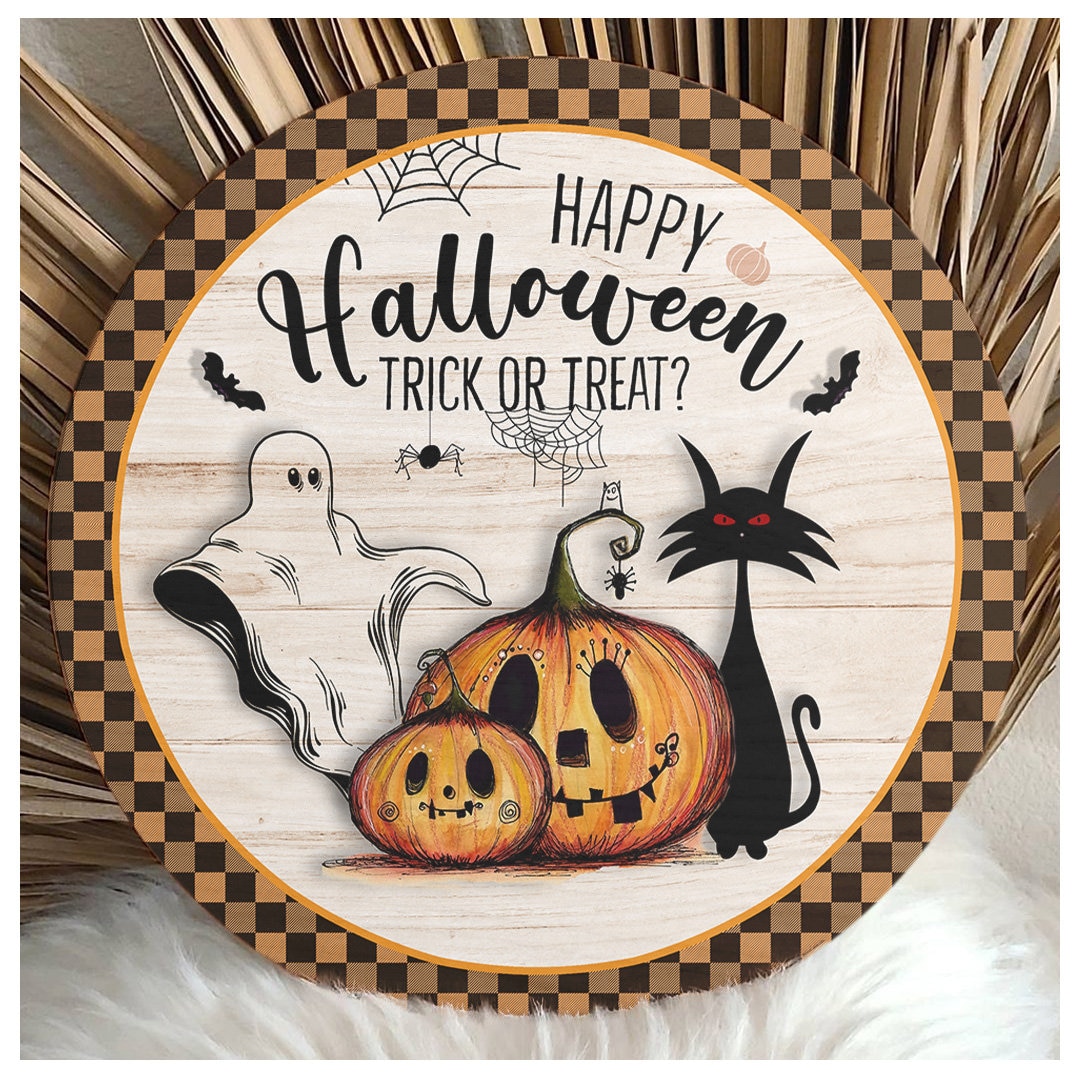 Happy Halloween Door Hanger Ghost Door Hanger Halloween Etsy