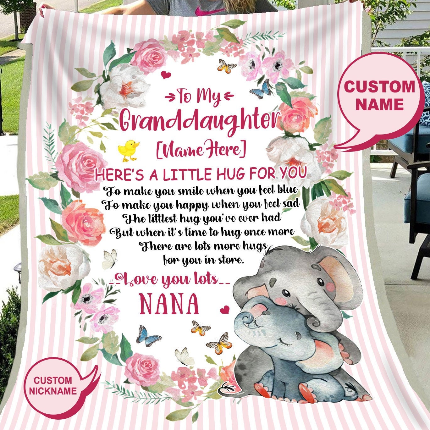 Personalized Blanket To My Granddaughter Hug From Grandma Etsy