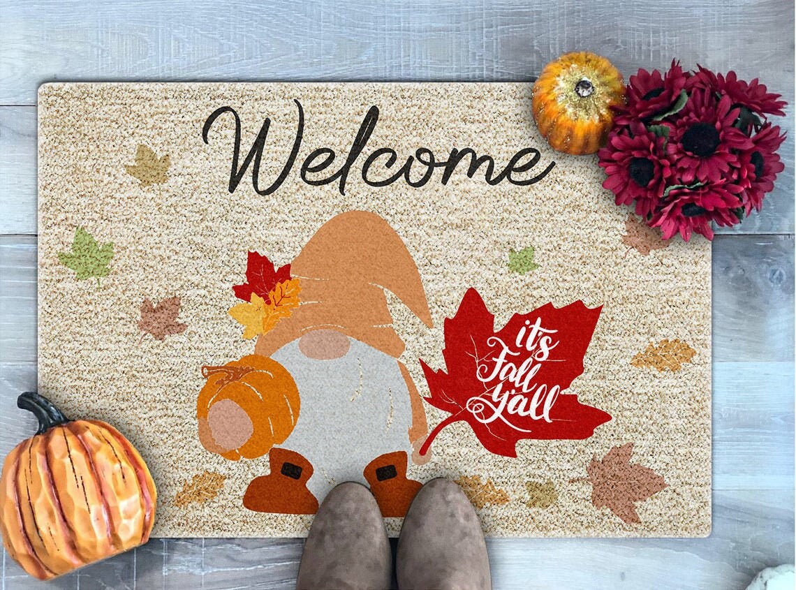 Gnome Doormat Its Fall Y'all Fall Gnome Doormat Etsy