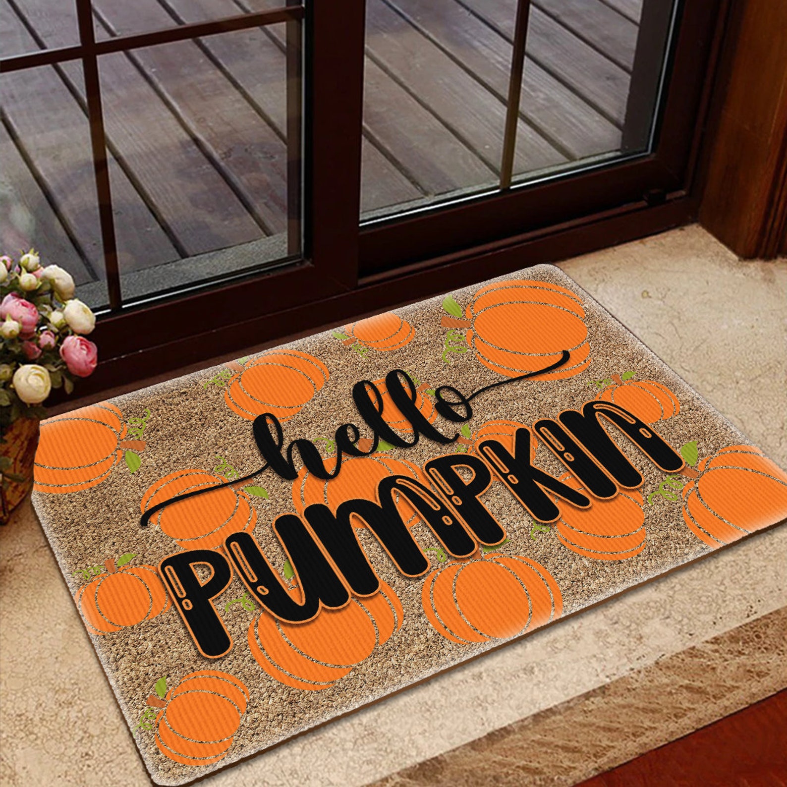 Hello Pumpkin Doormat Pumpkin Welcome Mat Fall Doormat Fall | Etsy