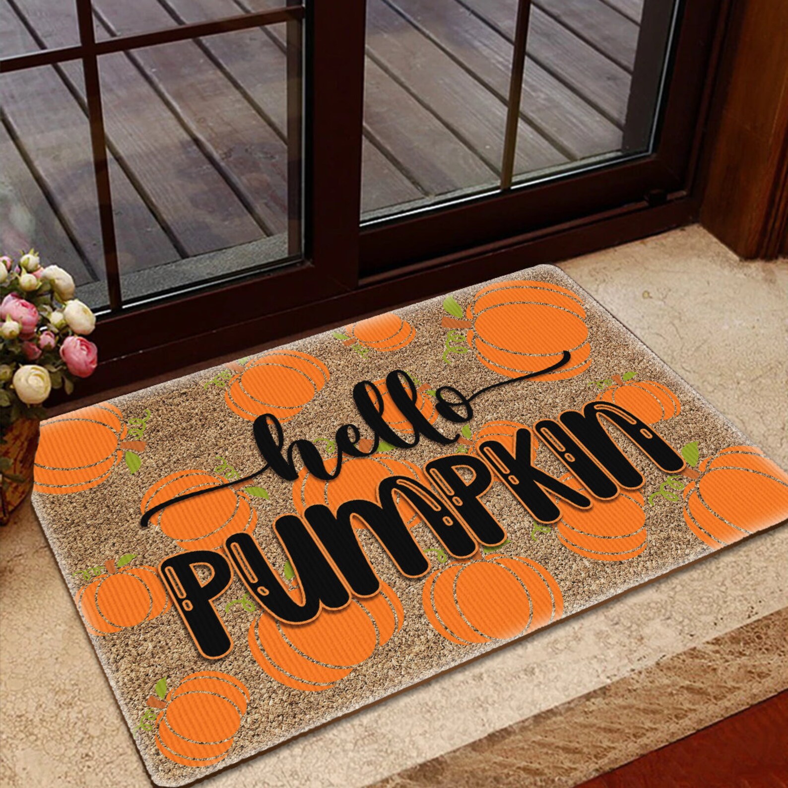 Hello Pumpkin Doormat Pumpkin Mat Fall Doormat Fall Etsy