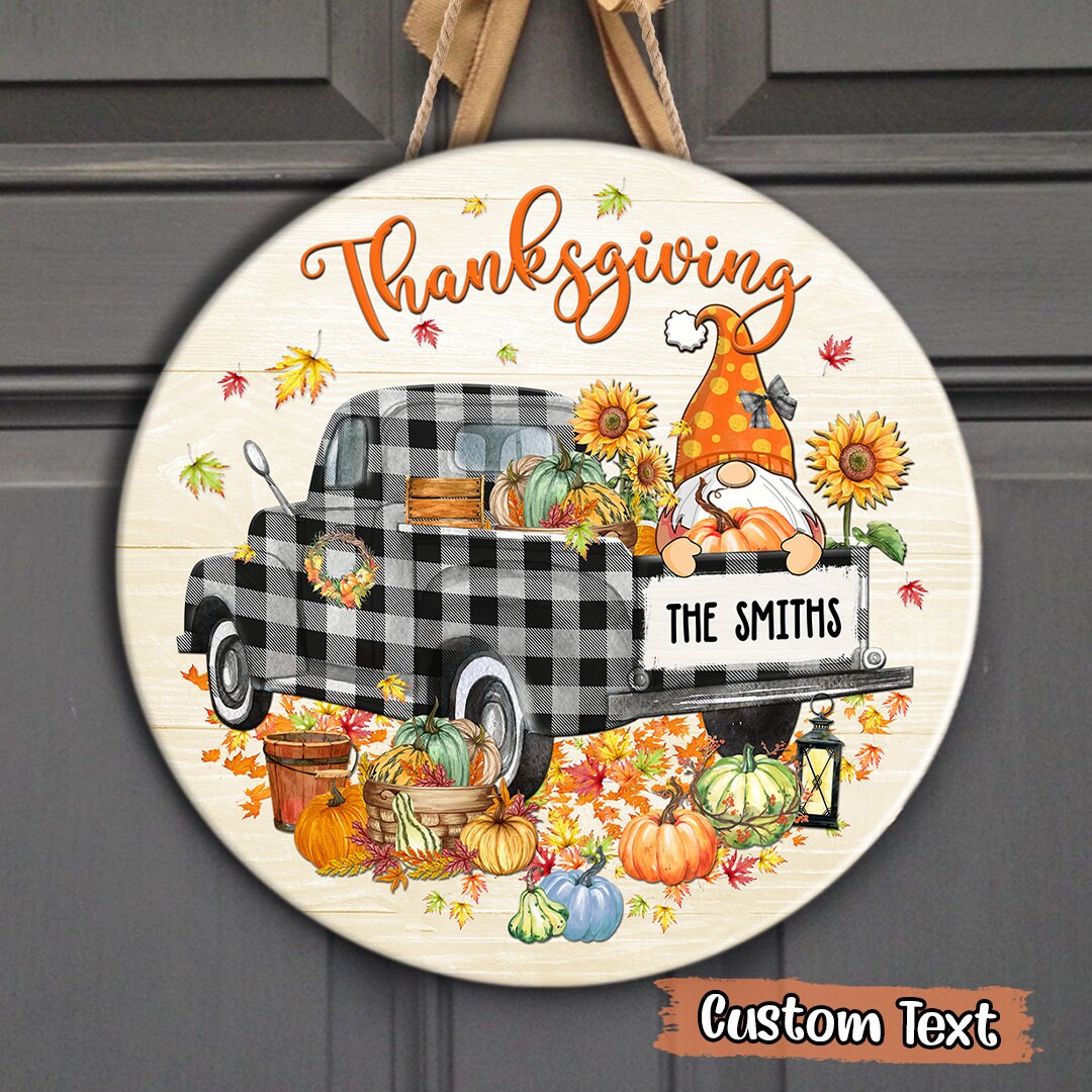 Thanksgiving Door Hanger Personalized Family Name Sign Fall | Etsy