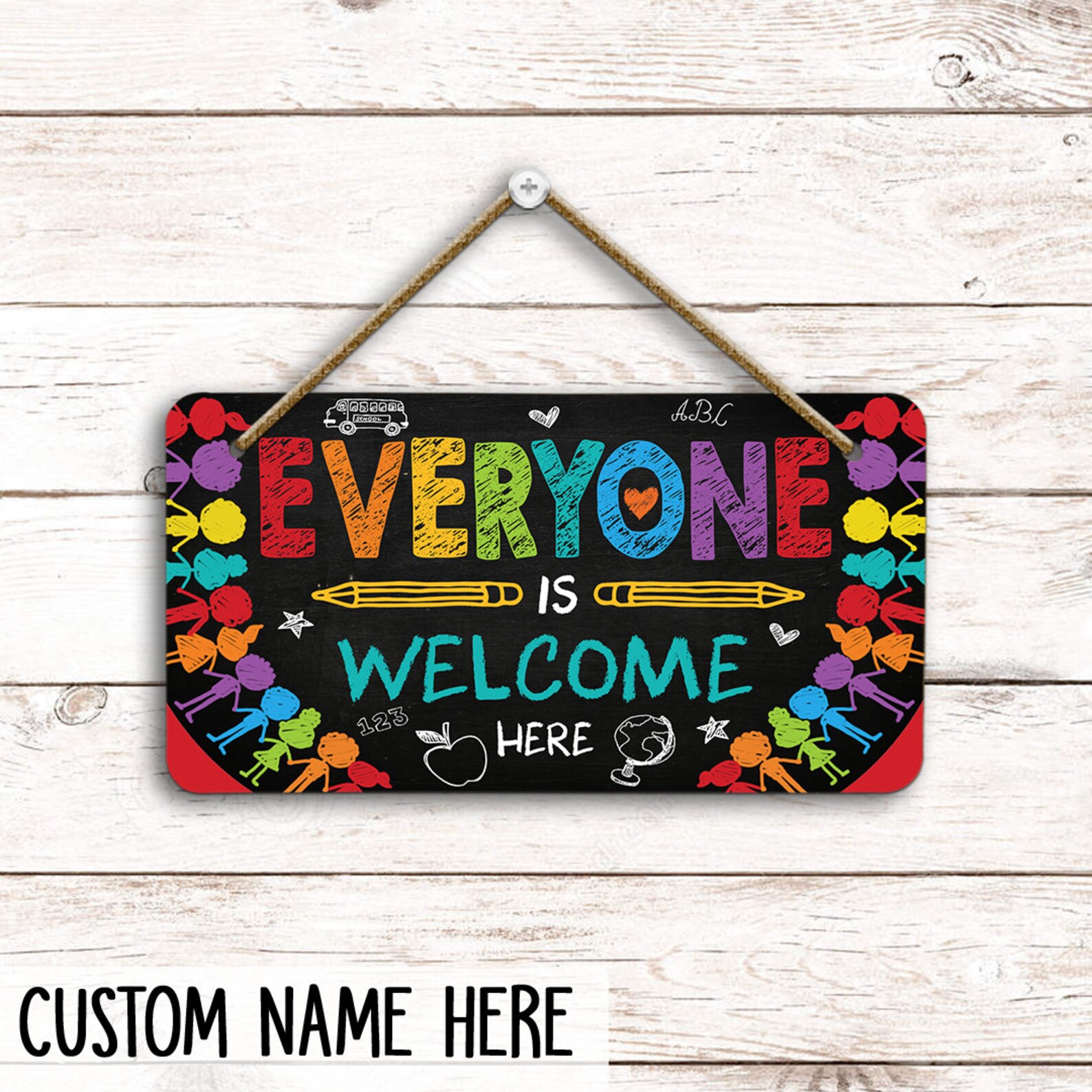 Tout le monde est le bienvenu ici Panneau de porte panneau de Etsy