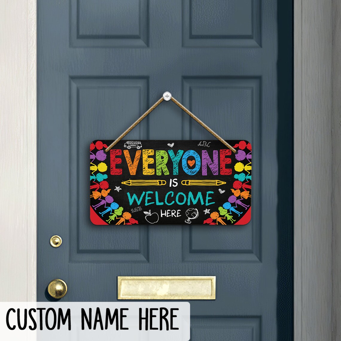 Tout le monde est le bienvenu ici Panneau de porte panneau de Etsy