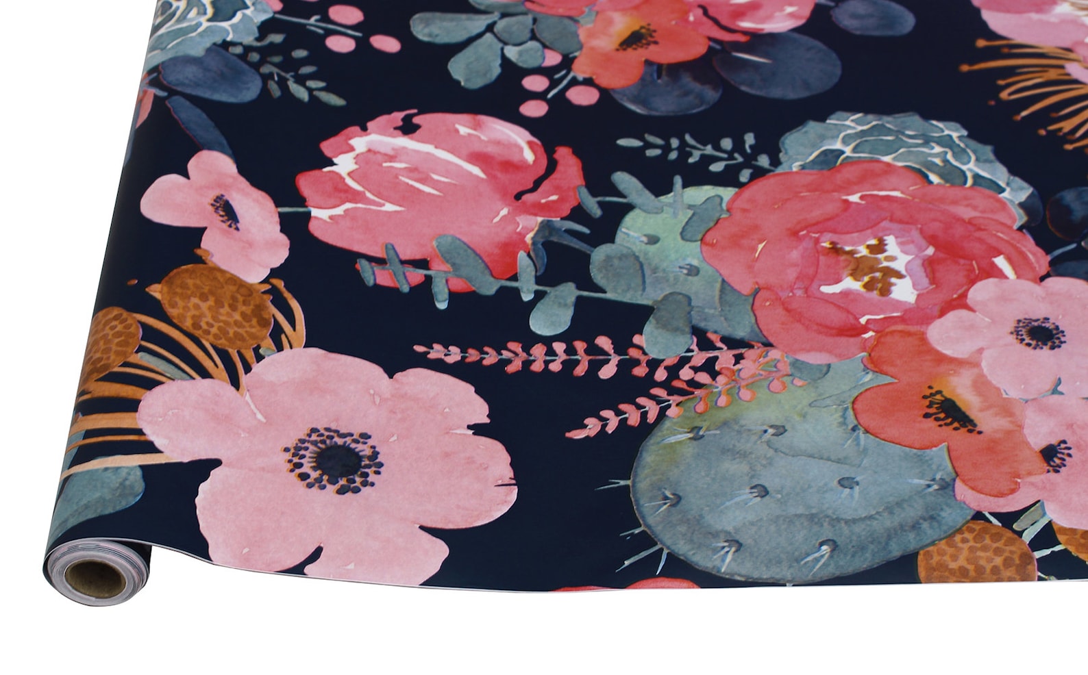 Floral Wallpaper Navy/Pink Peel and Stick Contact Paper | Etsy