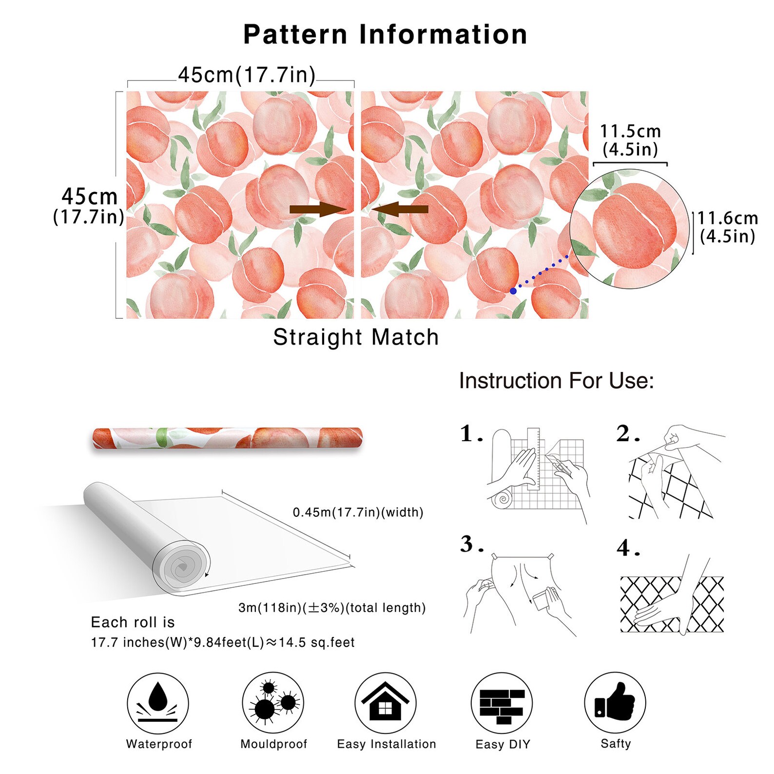 Watercolor Peach Peel and Stick Wallpaper Floral Wallpaper Etsy UK