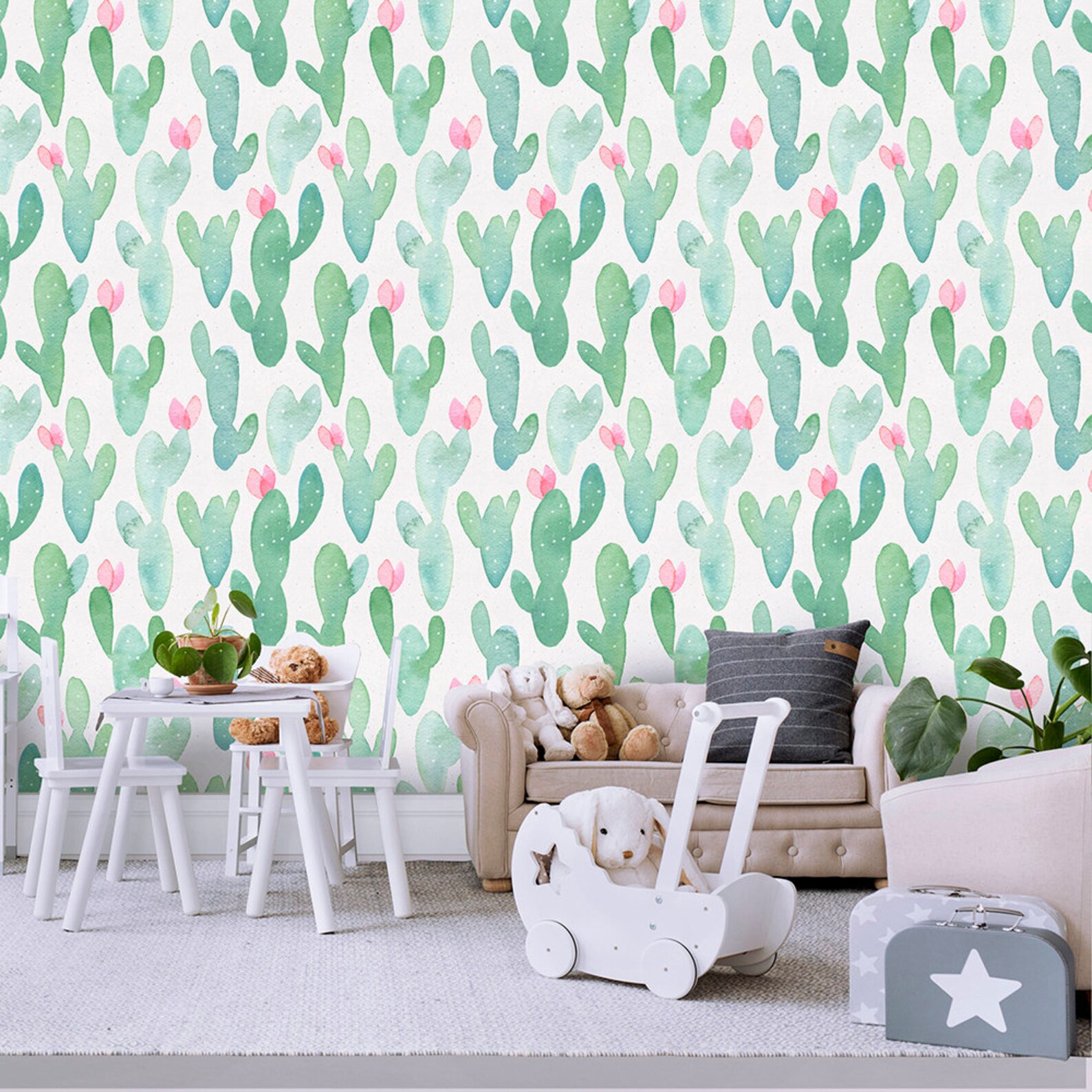 Floral Cactus Peel and Stick Wallpaper Removable Vinyl Self Etsy