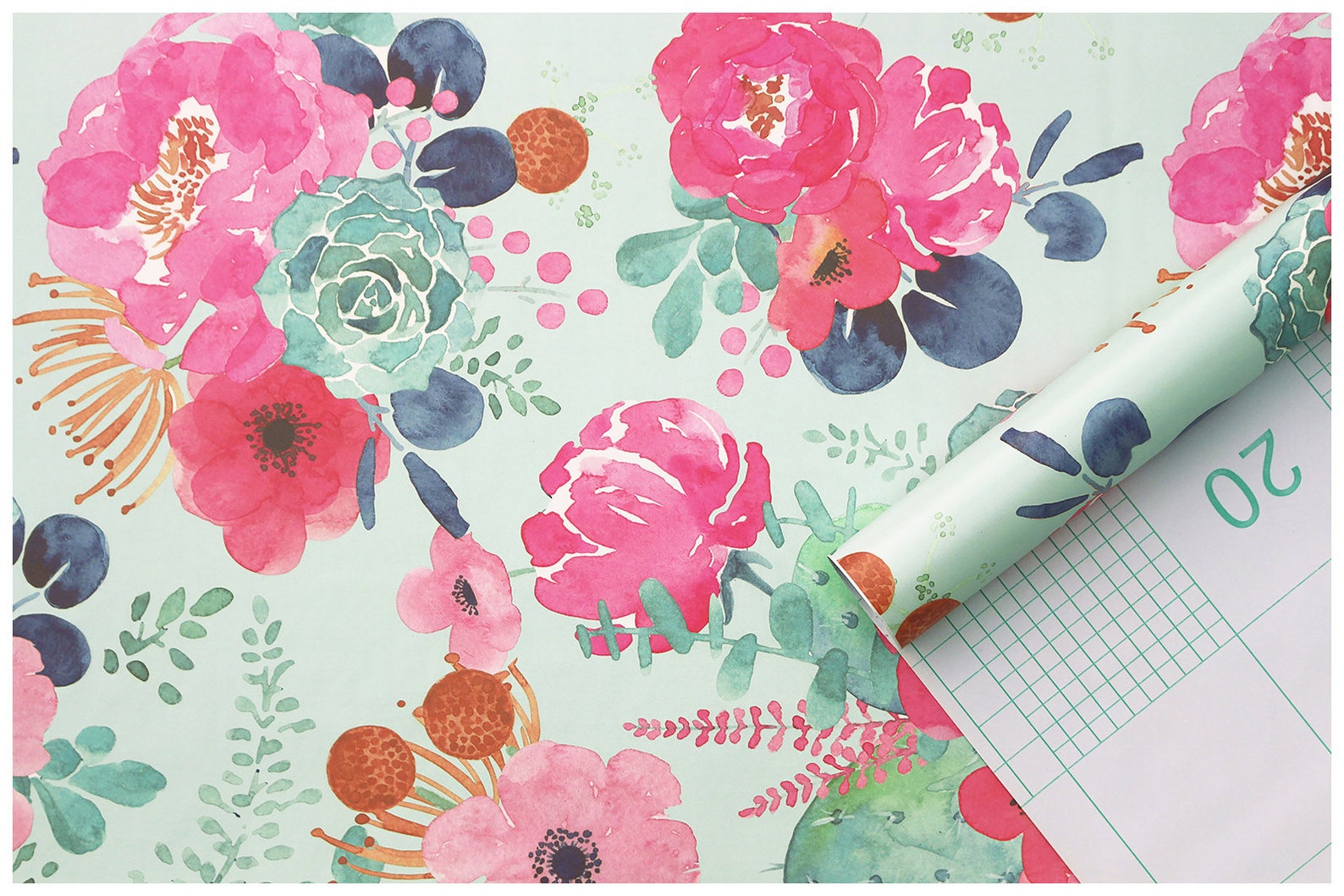 Floral Wallpaper Teal Green/pink Peel and Stick Contact Paper - Etsy