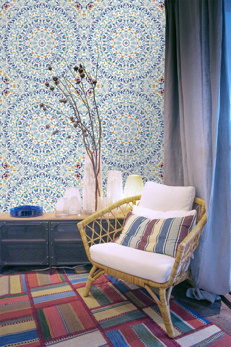 Morocco Tiles Boho Peel and Stick Wallpaper Bathroom Home Wall - Etsy