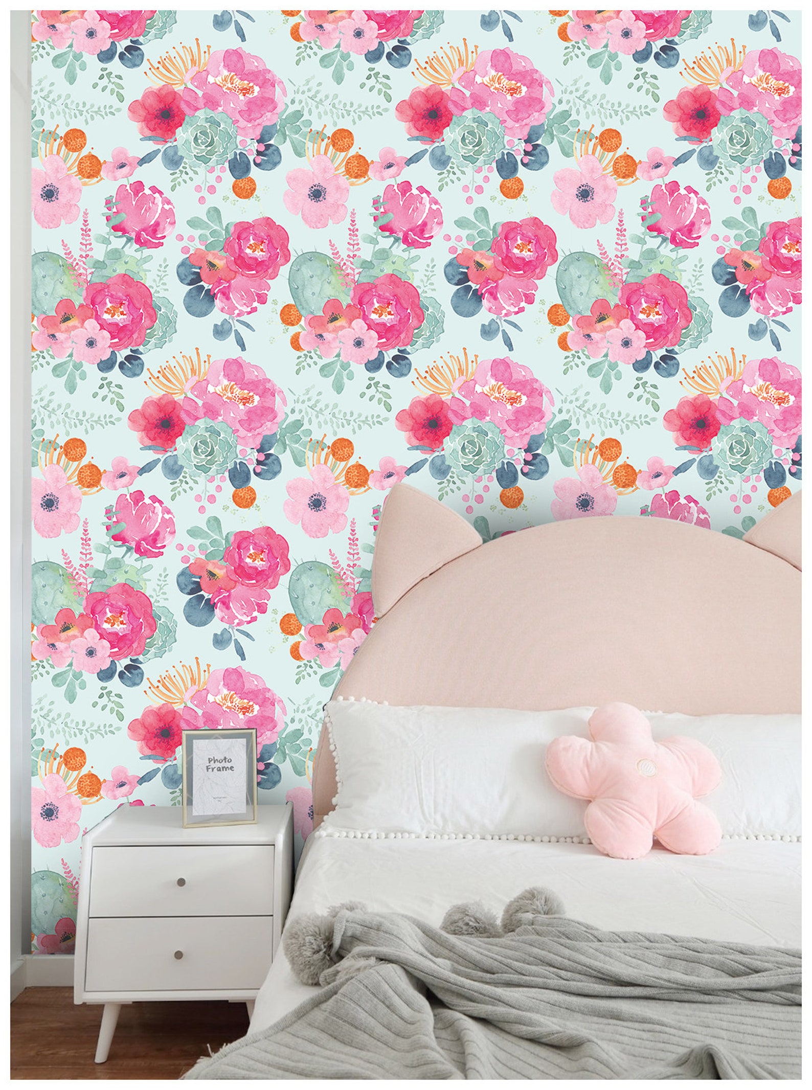 Floral Wallpaper Teal Green/pink Peel and Stick Contact Paper - Etsy