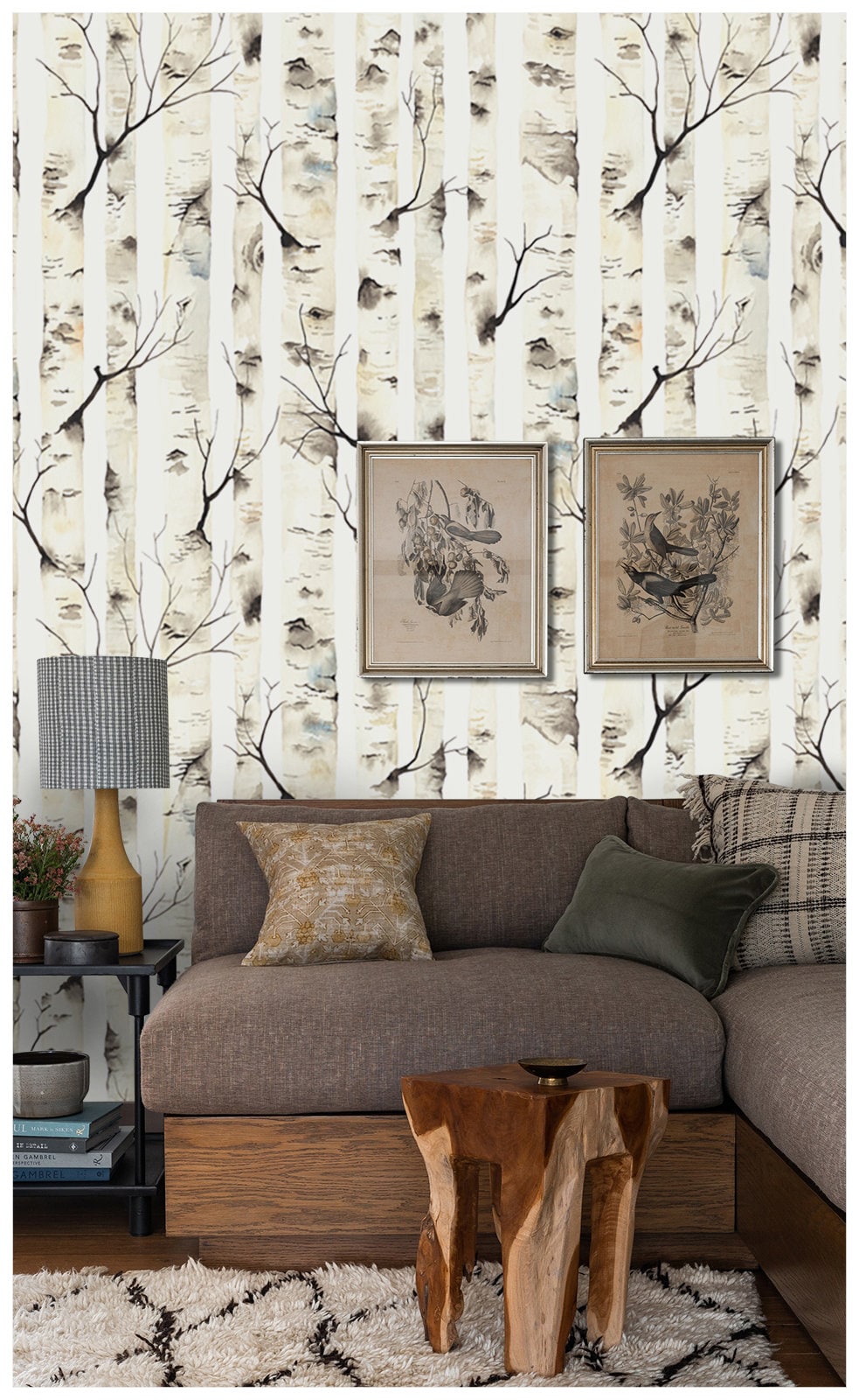 Forest Botanical Birch Tree Mural Peel and Stick Wallpaper - Etsy UK