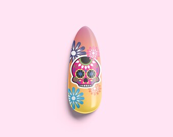 Dia De Los Muertos Nail Wraps! Mexican Dia De Los Muertos Waterslide Nail Decals! Day of the Dead Waterslide Nail Wraps! Sugar Skull Decals!