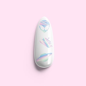 Alien Nail Stickers! UFO Nails! Alien Nails! Planet Nail Stickers! Holographic Vinyl Nail Stickers! UFO Nail Stickers! Spaceship Nails!!!