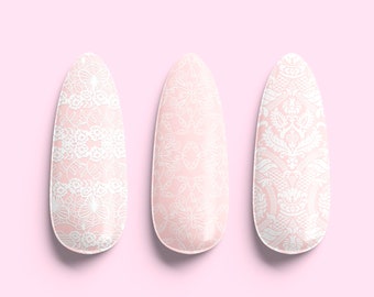 White Wedding Lace Nail Wraps! White Wedding Nail Designs! White Lace Nail Wraps! Wedding Nail Wraps! White Nail Wraps! White Nail Decals!