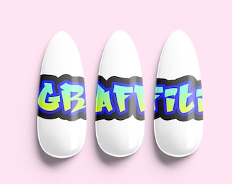 Custom Graffiti Nail Decals! Graffiti Waterslide Nail Decals! Custom Graffiti Nails! Graffiti Nail Art! Graffiti Art! Graffiti Nail Designs!