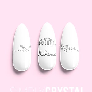 Clear City Skyline Abstract Waterslide Nail Decals! San Francisco, Dubai, Rio, Tokyo, Hong Kong, Athens, Venice, London, Toronto & Cairo!