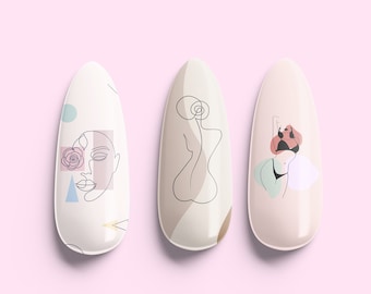 Women Silhouette Nail Wraps! Woman Line Drawing Nail Wraps! Women History Month Nail Wraps! Abstract Line Drawing of Female Figures!