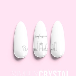 10 AMERICAN Cities and Monuments!!!  Waterslide Nail Art Decals! 10 Clear, Abstract US City Skylines for the Nails! Waterslide Nail Decals!