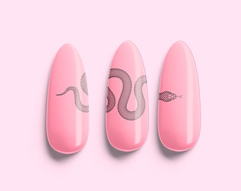 Snake Nails! Snake Nail Decals! WHITE, Black, Red, Baby Blue & Soft Pink Snakes! Snake Nail Art! Snake Waterslides! Foiled Snake Nails!!