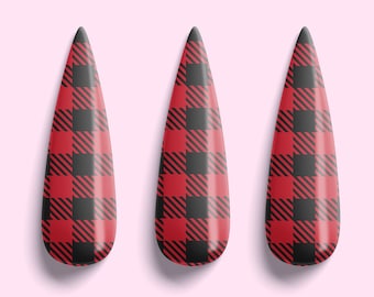 Christmas Plaid Waterslide Nail Wraps! Sizes Medium, Large, XL & XXL! Christmas Nail Wrap Decals! X-Mas Nail Art! Holiday Nail Designs!