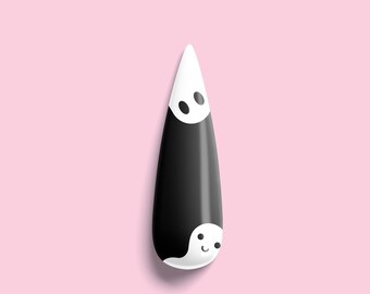White Printed Halloween Ghost Nail Wrap Decals! White Halloween Nail Wraps! White Ghost Nail Wraps Waterslides! White Printed Nail Designs!