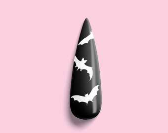 White Halloween Bat Decals for Nails! White Halloween Nail Decals! Scary Halloween Nail Art! Halloween Waterslide Decals! Bat Nail Decals!!!
