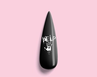 White Printed Bloody Hand Halloween Nail Decals! White Halloween Nail Decals! Halloween Waterslide Decals! White Bloody Help Nail Design!!!!
